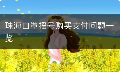珠海口罩摇号购买支付问题一览