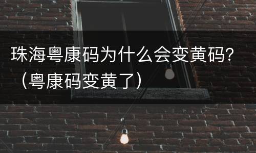 珠海粤康码为什么会变黄码？（粤康码变黄了）