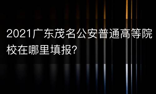 2021广东茂名公安普通高等院校在哪里填报？