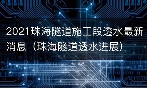 2021珠海隧道施工段透水最新消息（珠海隧道透水进展）