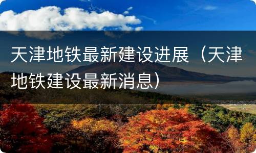 天津地铁最新建设进展（天津地铁建设最新消息）