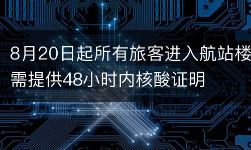8月20日起所有旅客进入航站楼需提供48小时内核酸证明