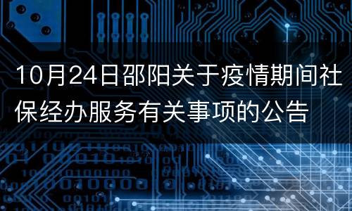 10月24日邵阳关于疫情期间社保经办服务有关事项的公告