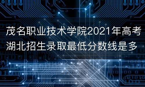 茂名职业技术学院2021年高考湖北招生录取最低分数线是多少？