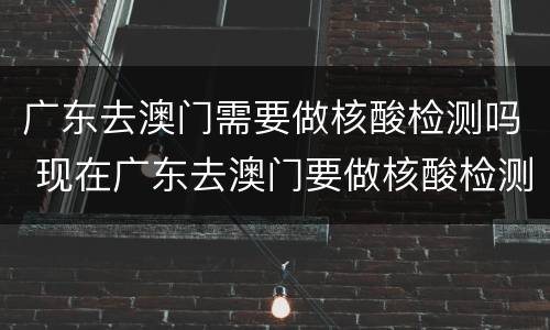 广东去澳门需要做核酸检测吗 现在广东去澳门要做核酸检测吗