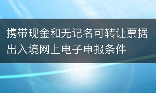 携带现金和无记名可转让票据出入境网上电子申报条件