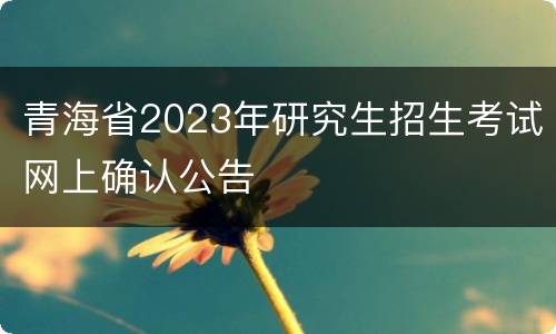 青海省2023年研究生招生考试网上确认公告