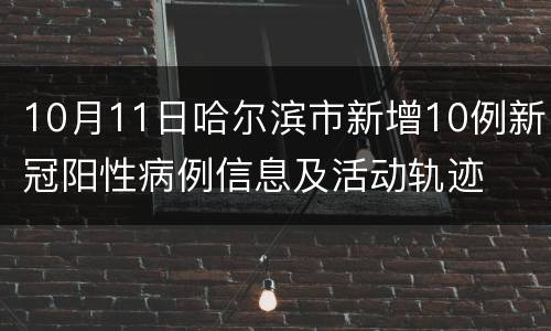 10月11日哈尔滨市新增10例新冠阳性病例信息及活动轨迹