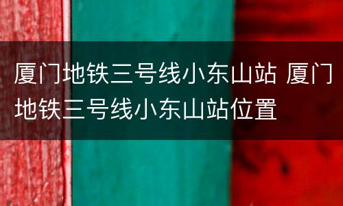 厦门地铁三号线小东山站 厦门地铁三号线小东山站位置