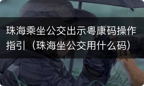 珠海乘坐公交出示粤康码操作指引（珠海坐公交用什么码）