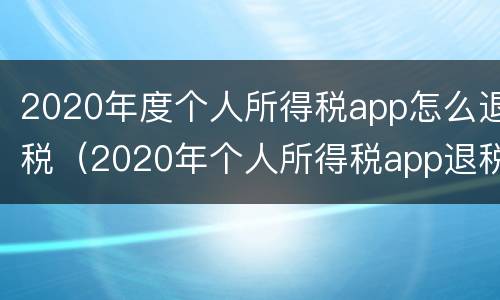 2020年度个人所得税app怎么退税（2020年个人所得税app退税流程）