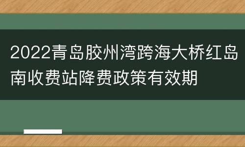 2022青岛胶州湾跨海大桥红岛南收费站降费政策有效期