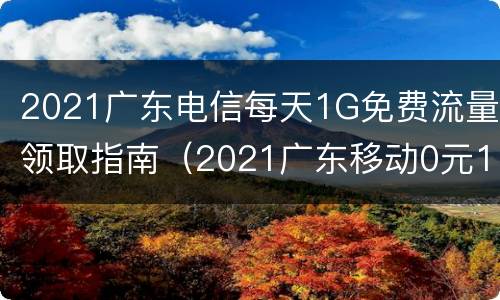 2021广东电信每天1G免费流量领取指南（2021广东移动0元10g流量领取）