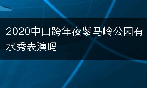 2020中山跨年夜紫马岭公园有水秀表演吗