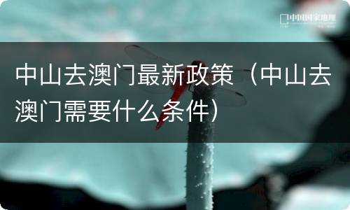 中山去澳门最新政策（中山去澳门需要什么条件）