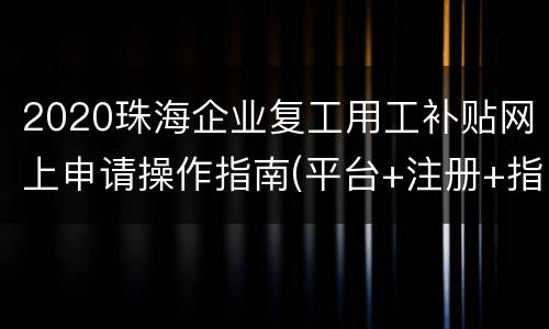 2020珠海企业复工用工补贴网上申请操作指南(平台+注册+指引)
