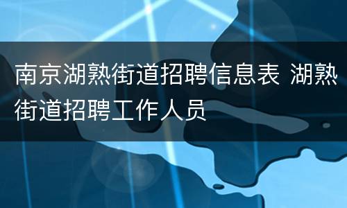 南京湖熟街道招聘信息表 湖熟街道招聘工作人员