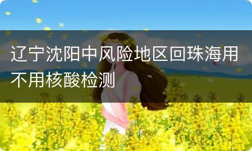 辽宁沈阳中风险地区回珠海用不用核酸检测