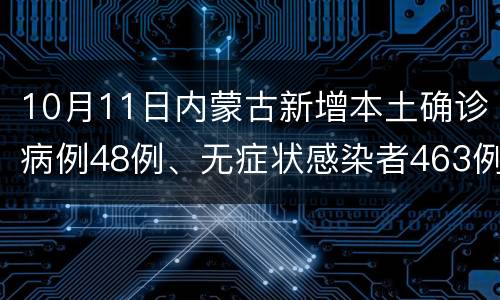 10月11日内蒙古新增本土确诊病例48例、无症状感染者463例