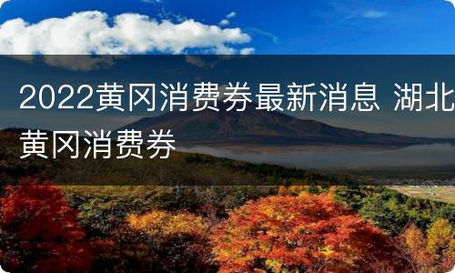 2022黄冈消费券最新消息 湖北黄冈消费券