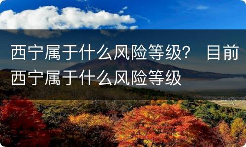 西宁属于什么风险等级？ 目前西宁属于什么风险等级