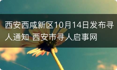 西安西咸新区10月14日发布寻人通知 西安市寻人启事网