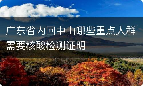 广东省内回中山哪些重点人群需要核酸检测证明