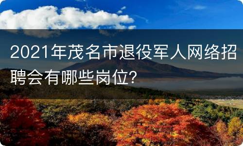 2021年茂名市退役军人网络招聘会有哪些岗位？