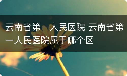 云南省第一人民医院 云南省第一人民医院属于哪个区
