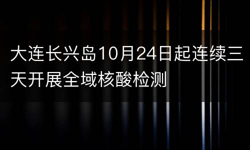 大连长兴岛10月24日起连续三天开展全域核酸检测