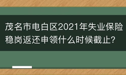 茂名市电白区2021年失业保险稳岗返还申领什么时候截止？