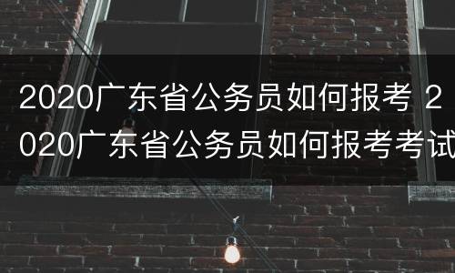 2020广东省公务员如何报考 2020广东省公务员如何报考考试