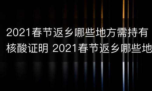 2021春节返乡哪些地方需持有核酸证明 2021春节返乡哪些地方需持有核酸证明呢