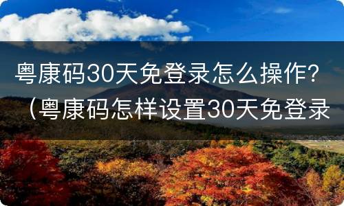 粤康码30天免登录怎么操作？（粤康码怎样设置30天免登录）