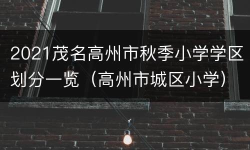 2021茂名高州市秋季小学学区划分一览（高州市城区小学）