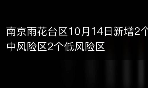 南京雨花台区10月14日新增2个中风险区2个低风险区