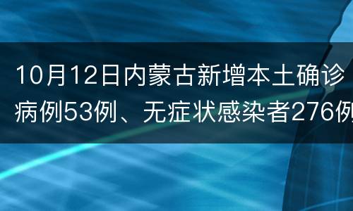 10月12日内蒙古新增本土确诊病例53例、无症状感染者276例