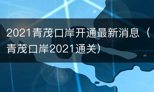 2021青茂口岸开通最新消息（青茂口岸2021通关）