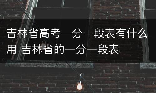 吉林省高考一分一段表有什么用 吉林省的一分一段表