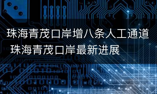 珠海青茂口岸增八条人工通道 珠海青茂口岸最新进展