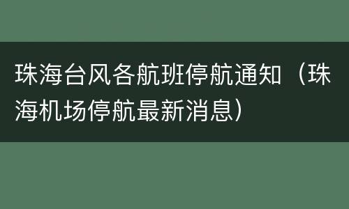 珠海台风各航班停航通知（珠海机场停航最新消息）