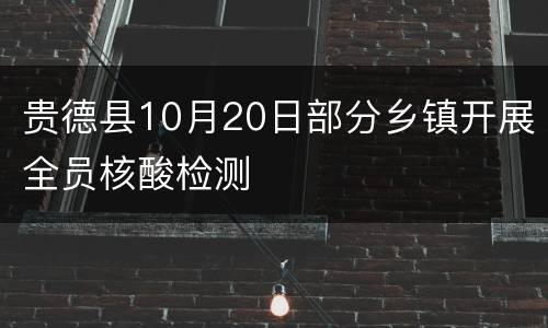 贵德县10月20日部分乡镇开展全员核酸检测