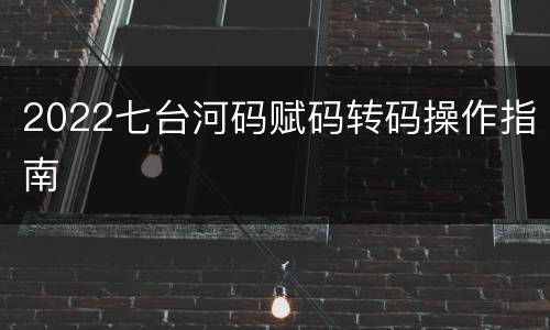 2022七台河码赋码转码操作指南