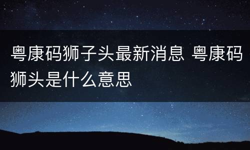 粤康码狮子头最新消息 粤康码狮头是什么意思