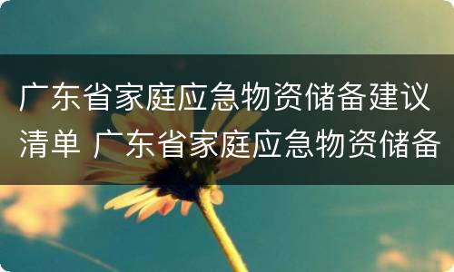 广东省家庭应急物资储备建议清单 广东省家庭应急物资储备建议清单最新